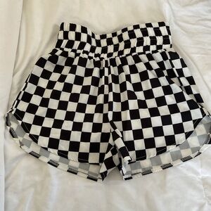 Checkered Black and White Women's Shorts
